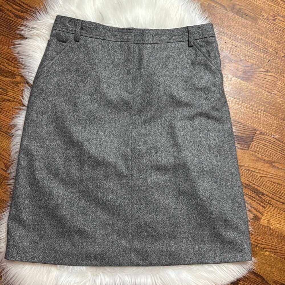 J. Crew Black Tweed Wool-Blend Midi Skirt